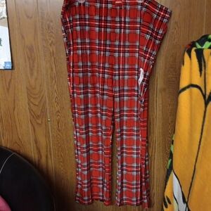 Red Plaid Wide-Leg Pajama Pants
